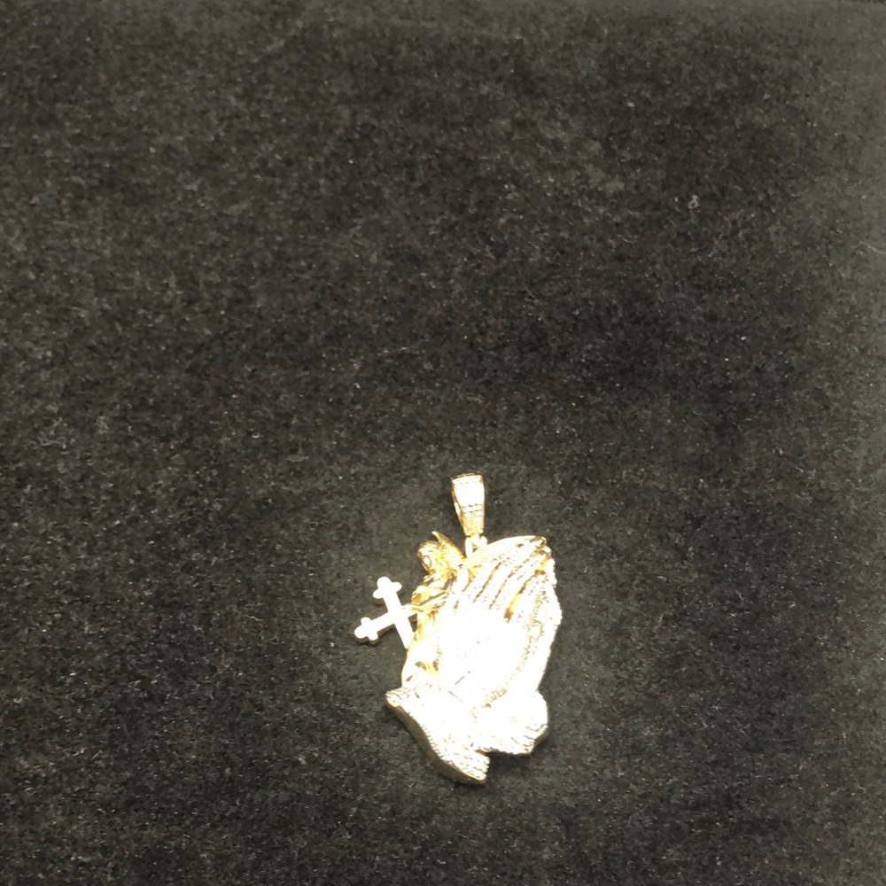 Gold And Silver Praying Hands Pendant